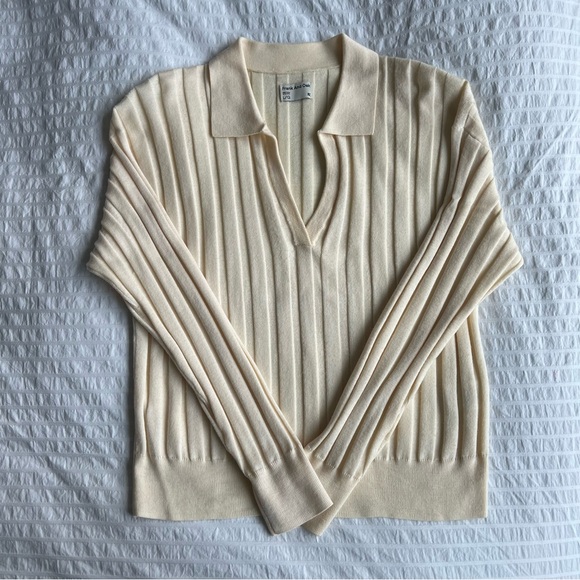 Frank and Oak 70s Polo Sweater 100% Merino Wool size large - Picture 1 of 5